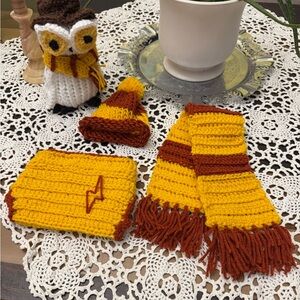 Handmade Harry Potter inspired gold and red infant Scarf Set